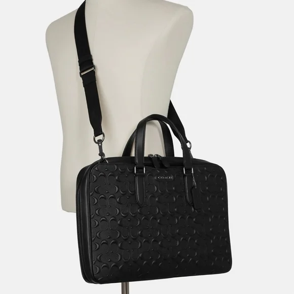 😘 NWT Coach 2 SET Laptop Bag Briefcase Wallet Designer Signature Embossed - Picture 3 of 14